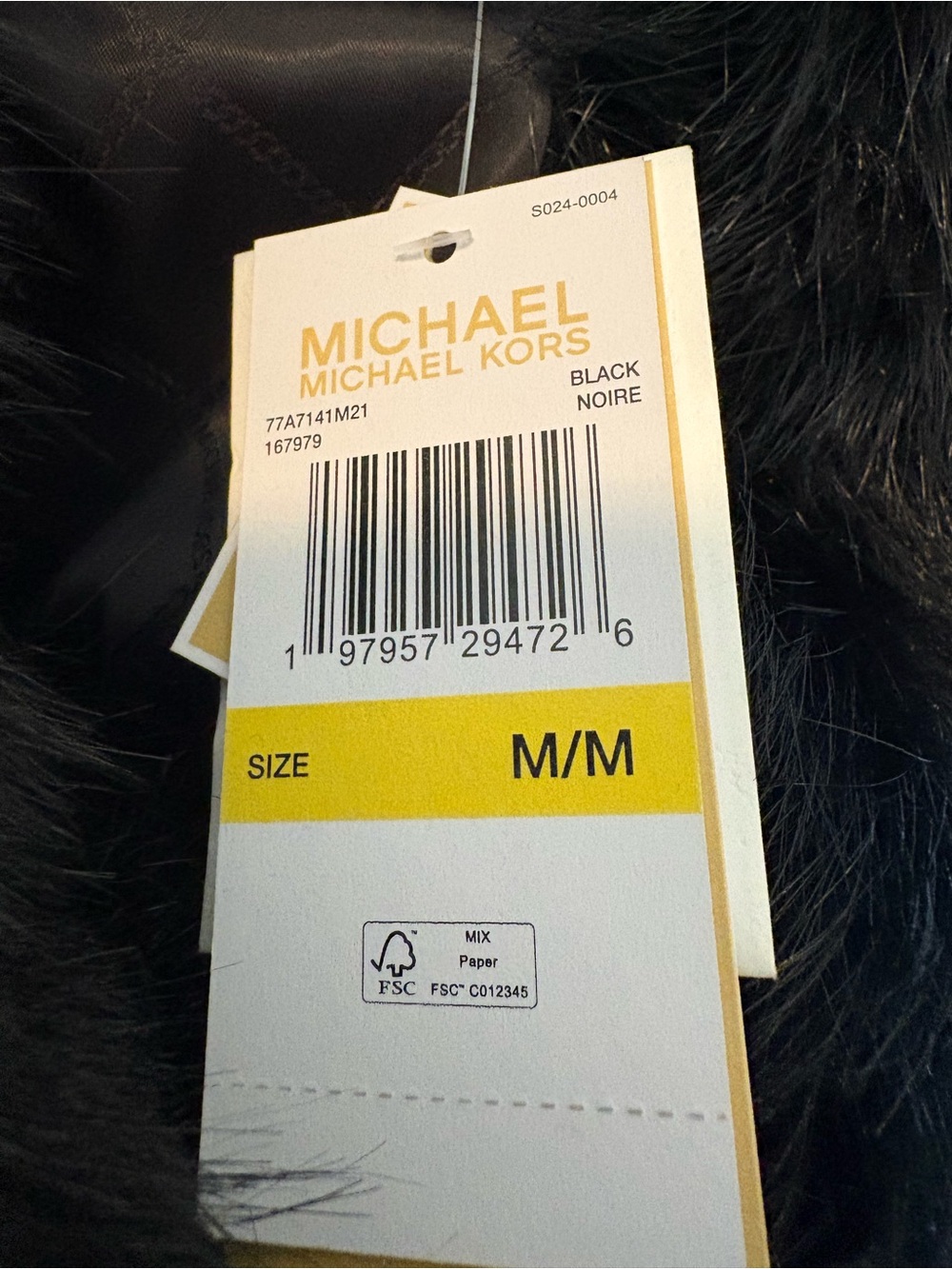 MICHAEL Michael Kors Black Long Trench Coat with Faux Fur Collar - Picture 6 of 6